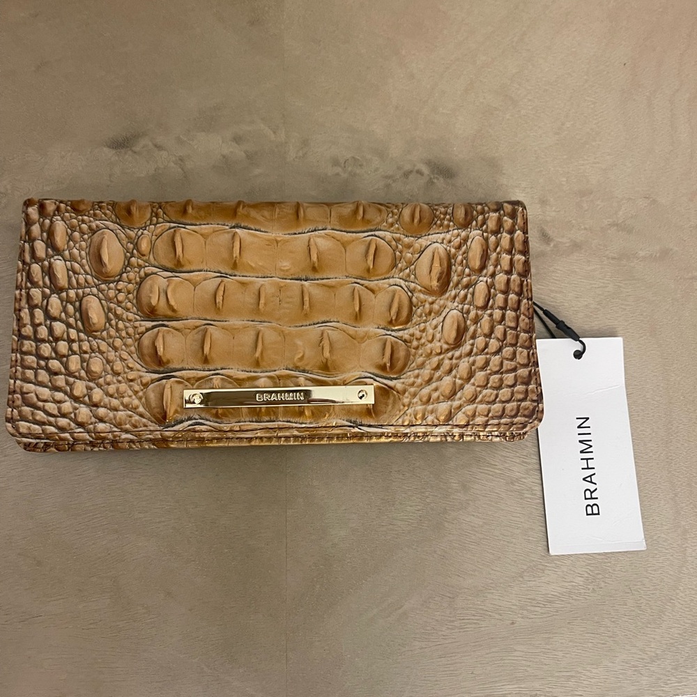 Brahmin Tan Crocodile Embossed Wallet